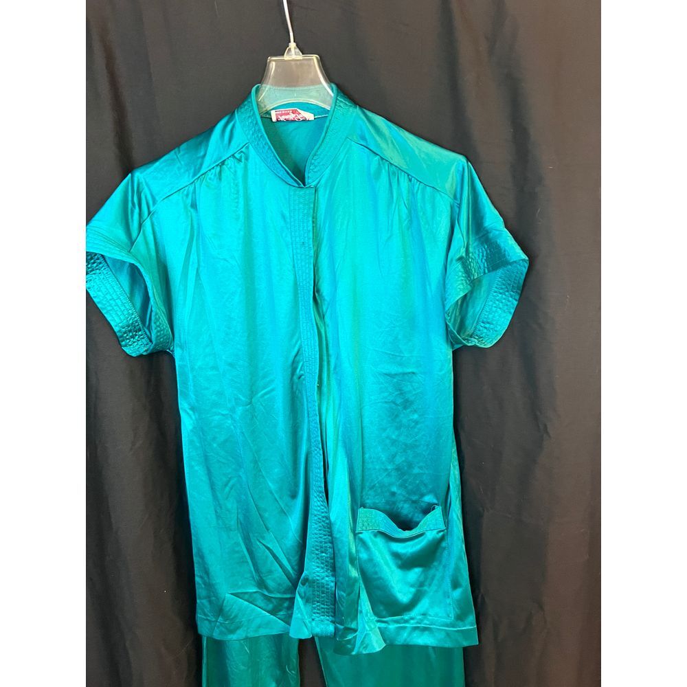 Vintage Vanity Fair Aqua Teal Short sleeve  Pajama‎ Set Size Small 80s 70s nylon